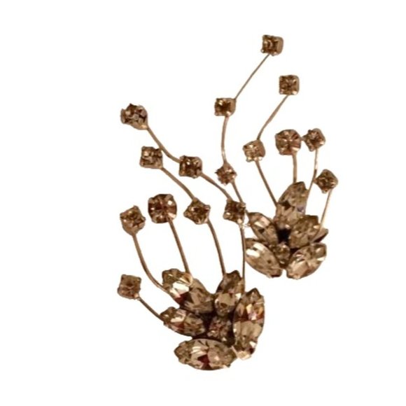 Wiesner Clip on Earrings Swarovski Crystals Climb up Ears Vintage Costume Jewels - Picture 1 of 5